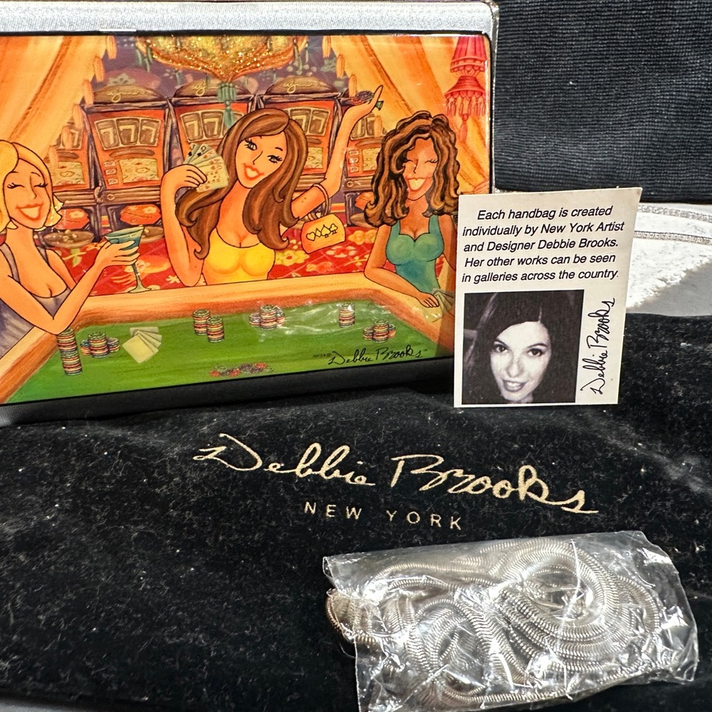 New & Limited Edition Debbie Brooks New York Handbag with Colorful Casino Design
